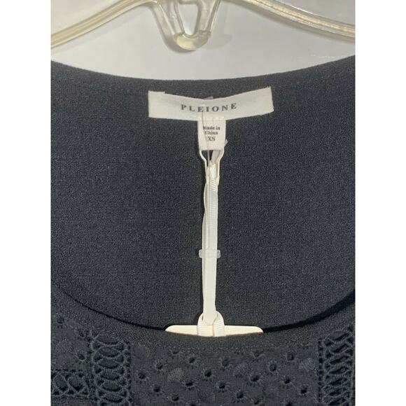 Pleione Black Embroidered Eyelet Trim Oversized Sleeveless Tank XS New - Picture 4 of 6